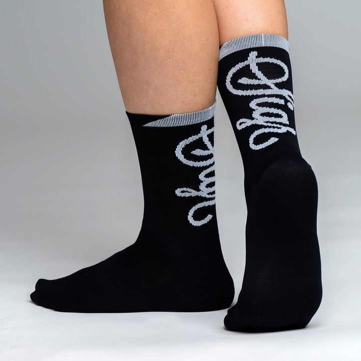 Snok Women's Larger Logo Black Cycling Socks by Sigr Cycling Clothing