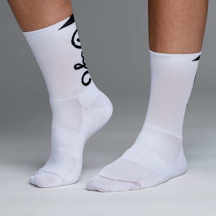 Snok Women's Larger Logo White Cycling Socks by Sigr Cycling Clothing