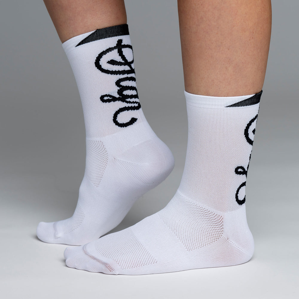 Snok Women's Larger Logo White Cycling Socks by Sigr Cycling Clothing