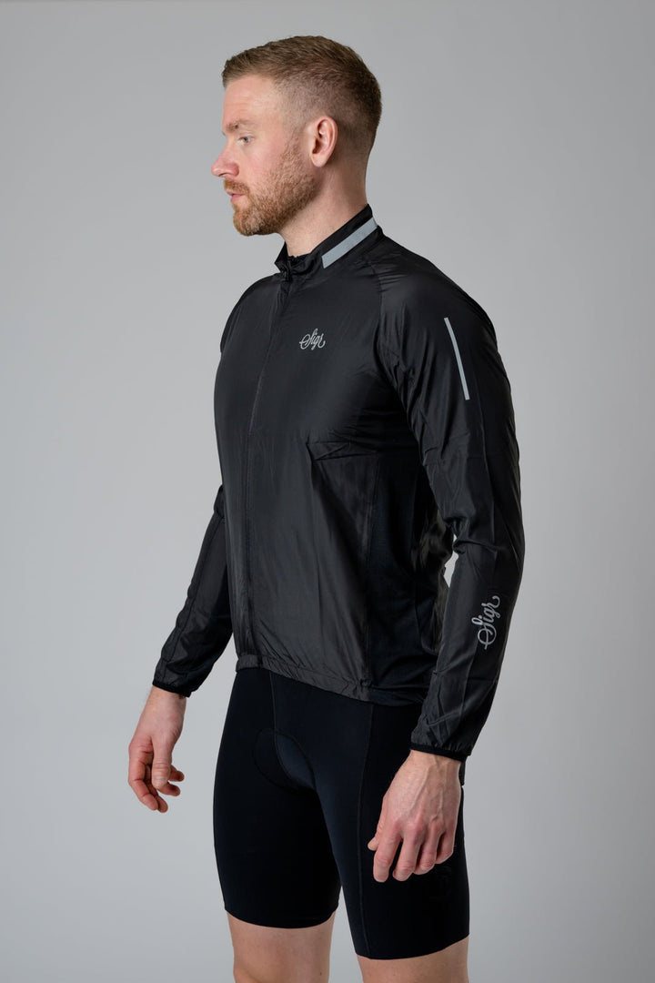 Treriksröset Black Men's Cycling Wind/Pack Jacket by Sigr Cycling Clothing