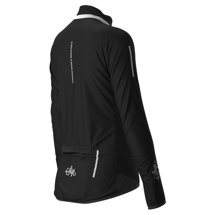 Treriksröset Black Women's Cycling Wind/Pack Jacket by Sigr Cycling Clothing