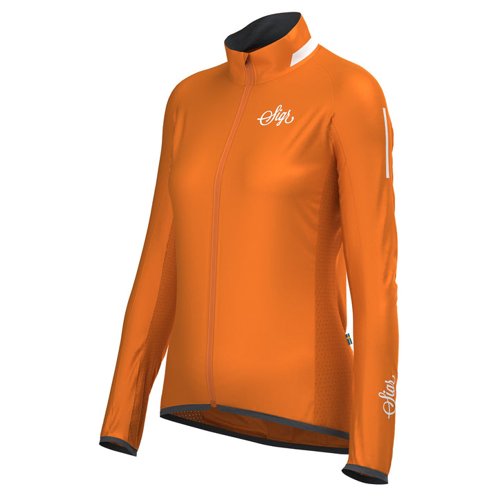 Treriksröset Orange Women's Cycling Wind/Pack Jacket by Sigr Cycling Clothing