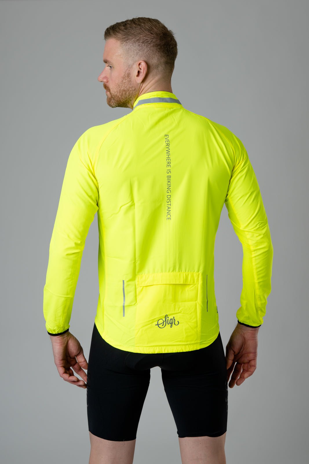 Treriksröset Yellow Men's Cycling WInd/Pack Jacket for Men by Sigr Cycling Clothing