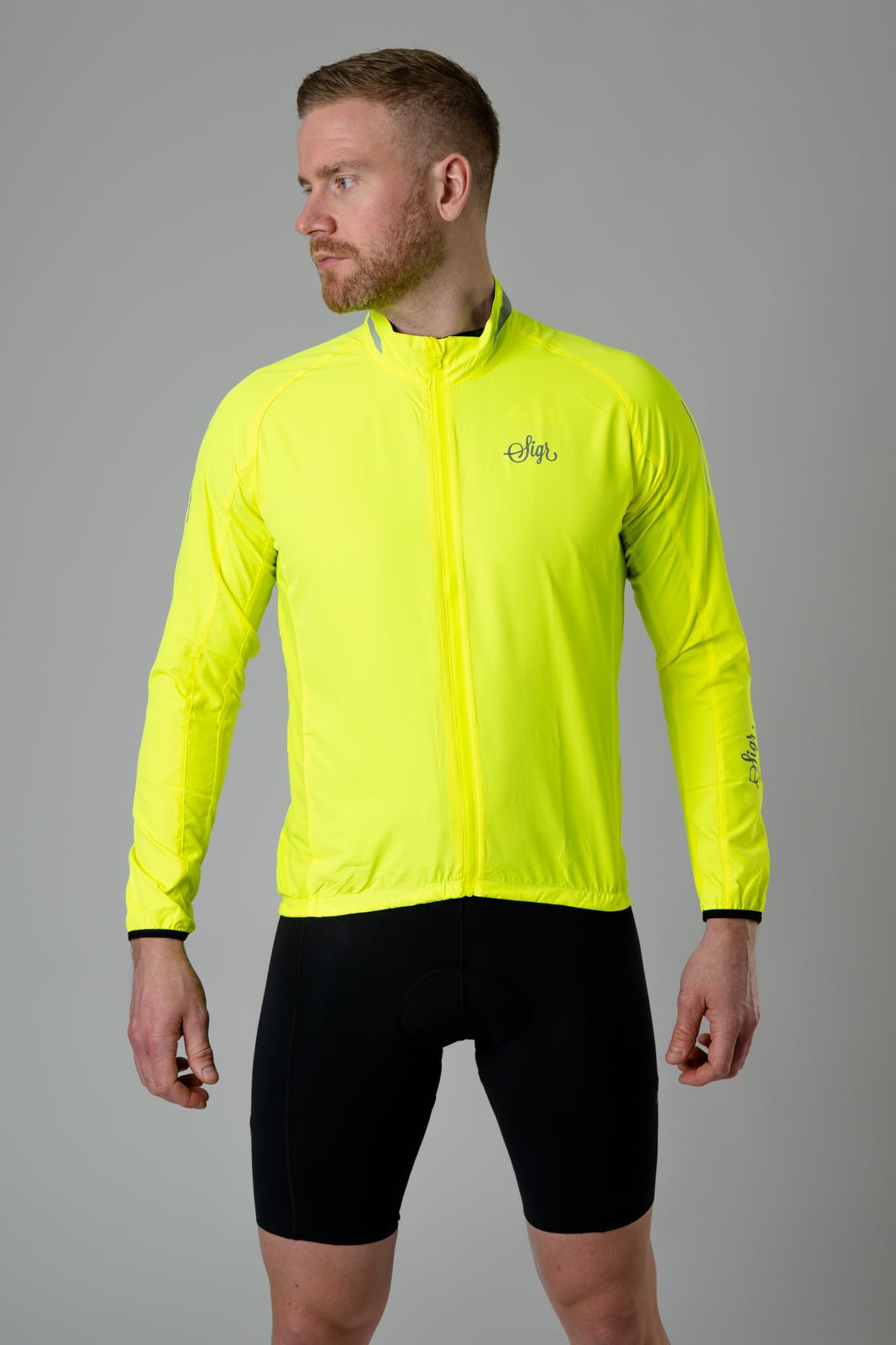 Treriksröset Yellow Men's Cycling WInd/Pack Jacket for Men by Sigr Cycling Clothing