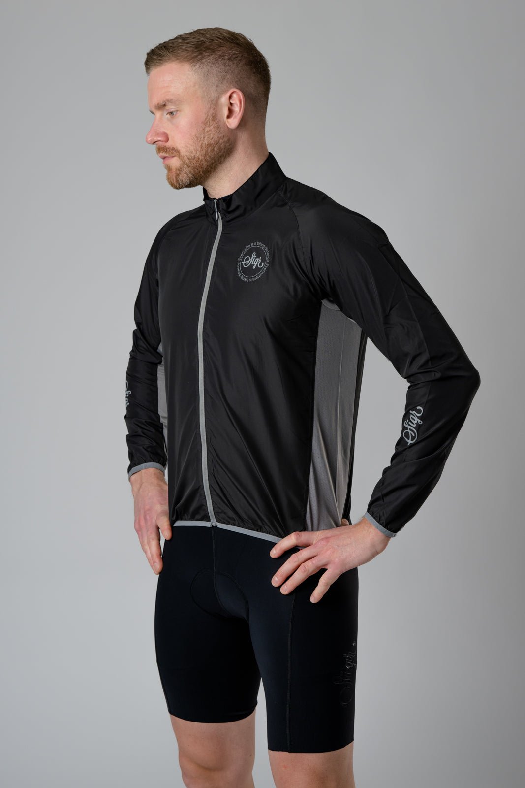 Uppsala Black Men's Cycling Wind Jacket by Sigr Cycling Clothing