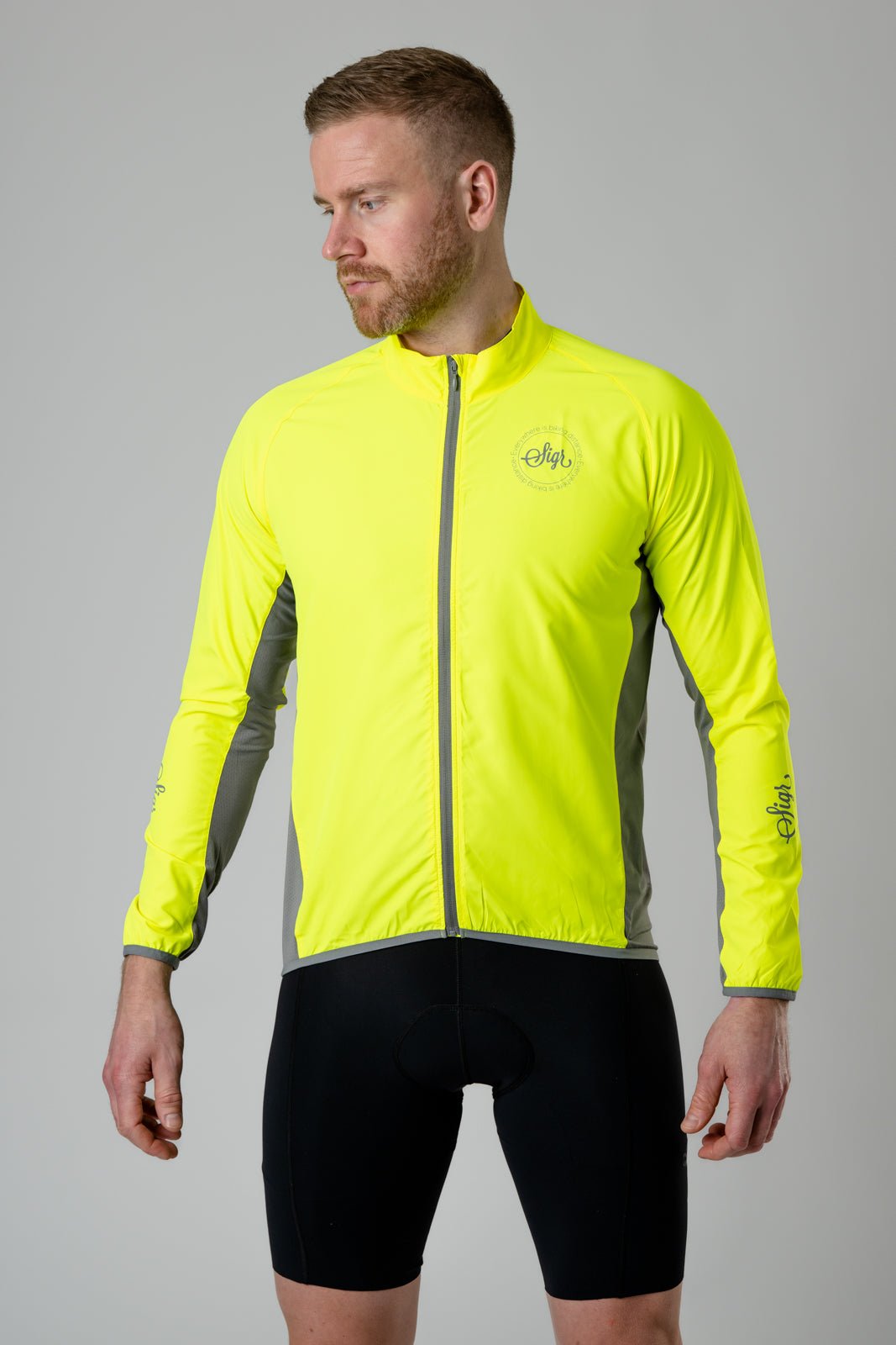 Uppsala Yellow Men's Hi - Viz Cycling Wind Jacket by Sigr Cycling Clothing