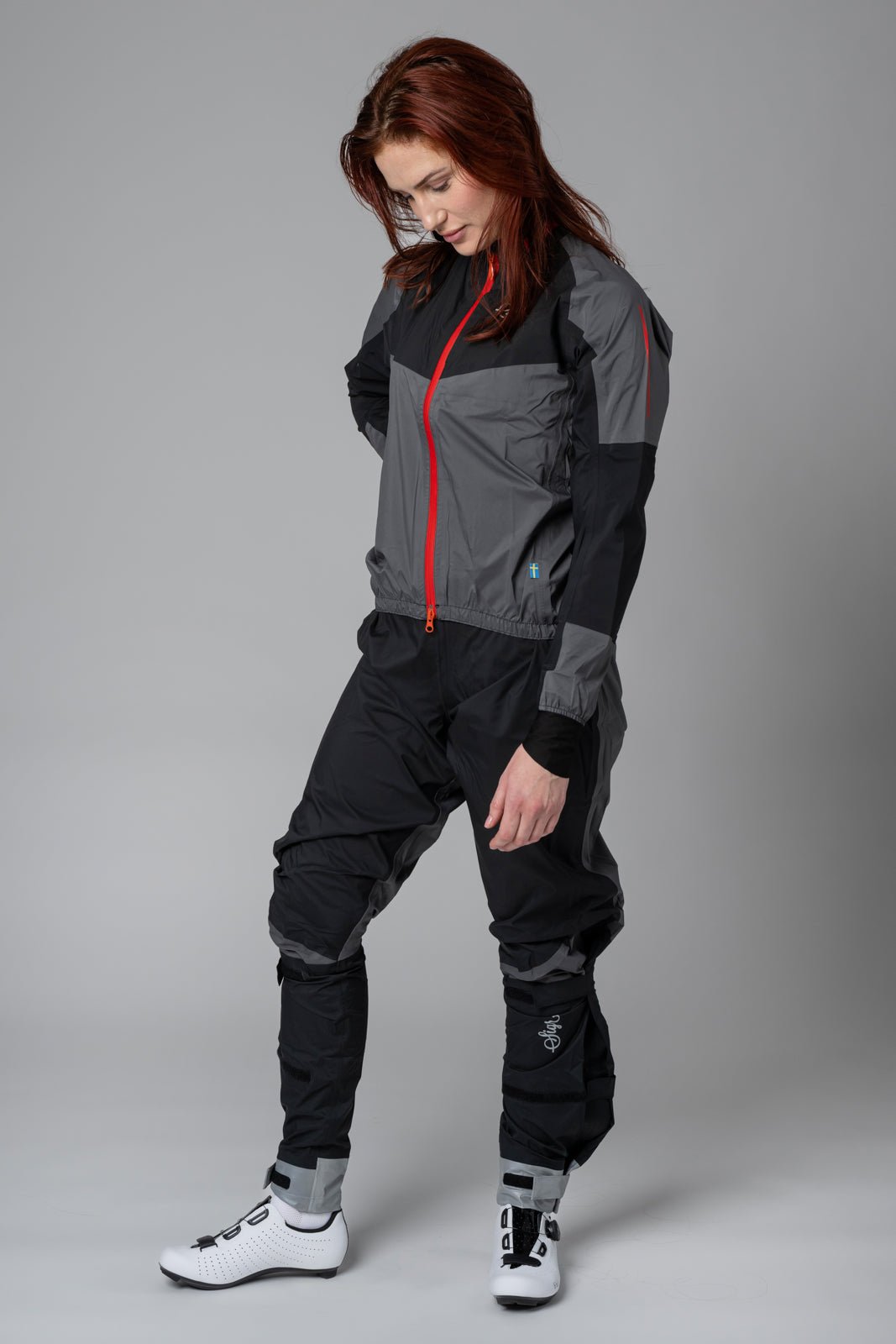 VÄSTKUSTEN Women's Black/Grey Cycling Rain Jacket Sigr