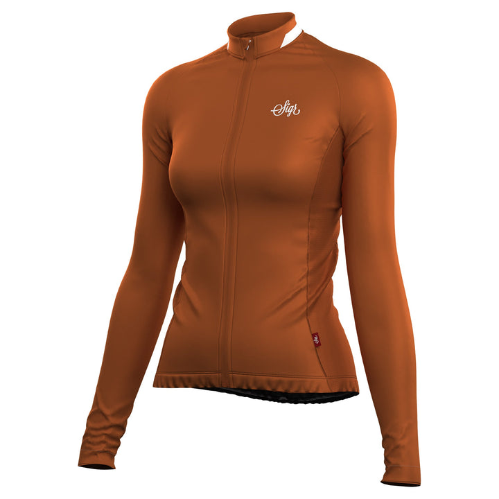 Wildflower Brown Women's Long Sleeved Jersey by Sigr Cycling Clothing