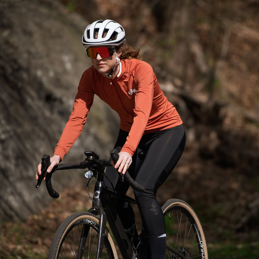 Wildflower Brown Women's Long Sleeved Jersey by Sigr Cycling Clothing