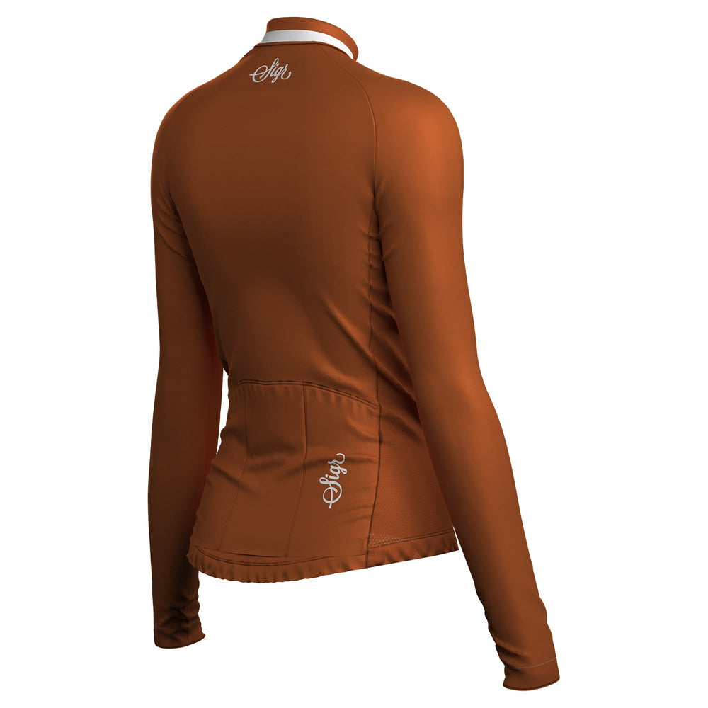 Wildflower Brown Women's Long Sleeved Jersey by Sigr Cycling Clothing