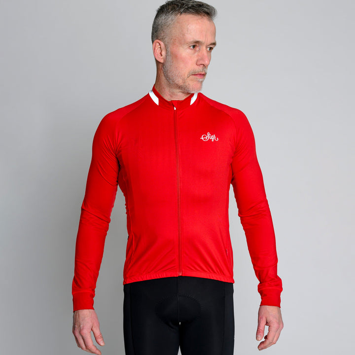 Wildflower Red Men's Long Sleeved Jersey by Sigr Cycling Clothing