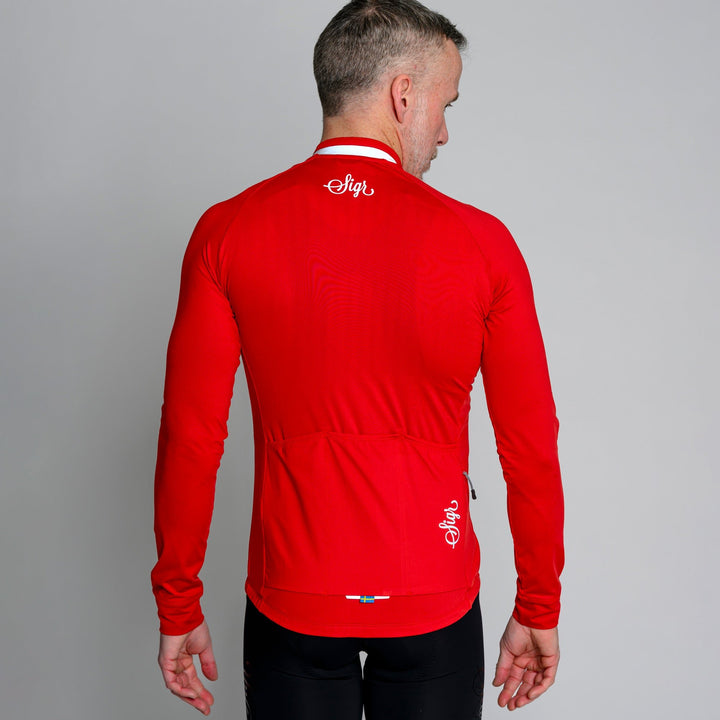 Wildflower Red Men's Long Sleeved Jersey by Sigr Cycling Clothing