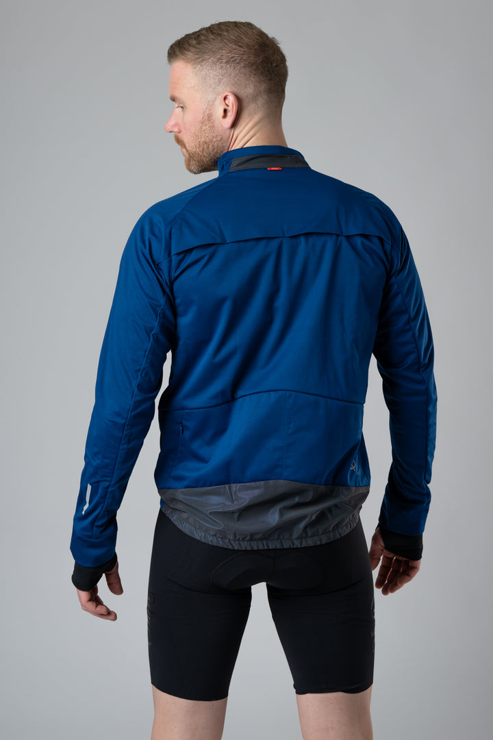 Sigr Gotlandsleden Tour - Blue Merino Softshell Merino Cycling Jacket for Men