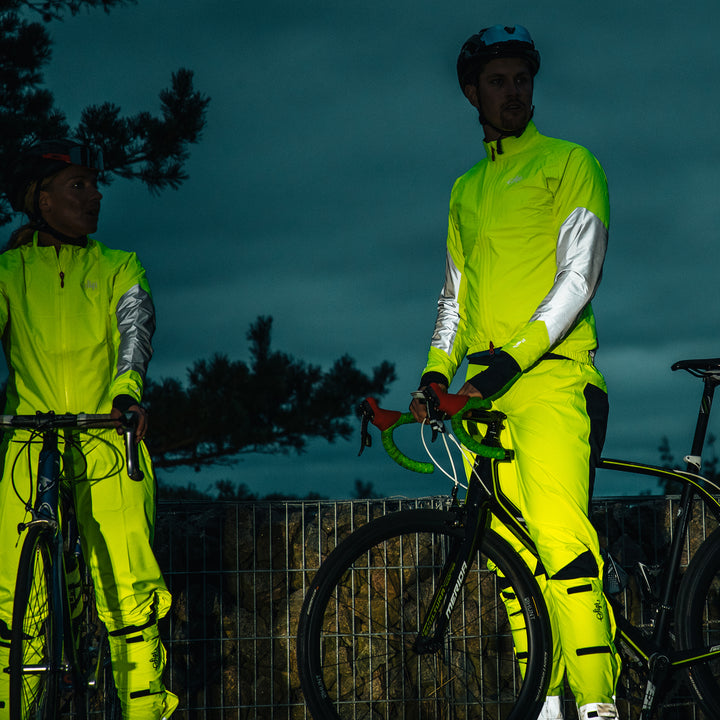 Sigr Östkusten Hi viz Unisex Waterproof Road Cycling Rain Trousers with Biomotion Visibility