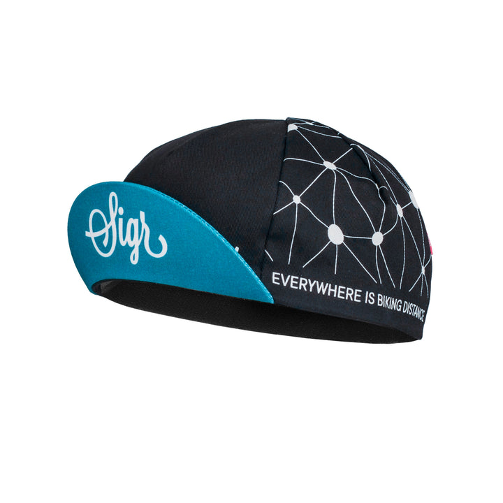 Sigr Sidensvans - Petrol Blue and Black Cycling Cap Petrol