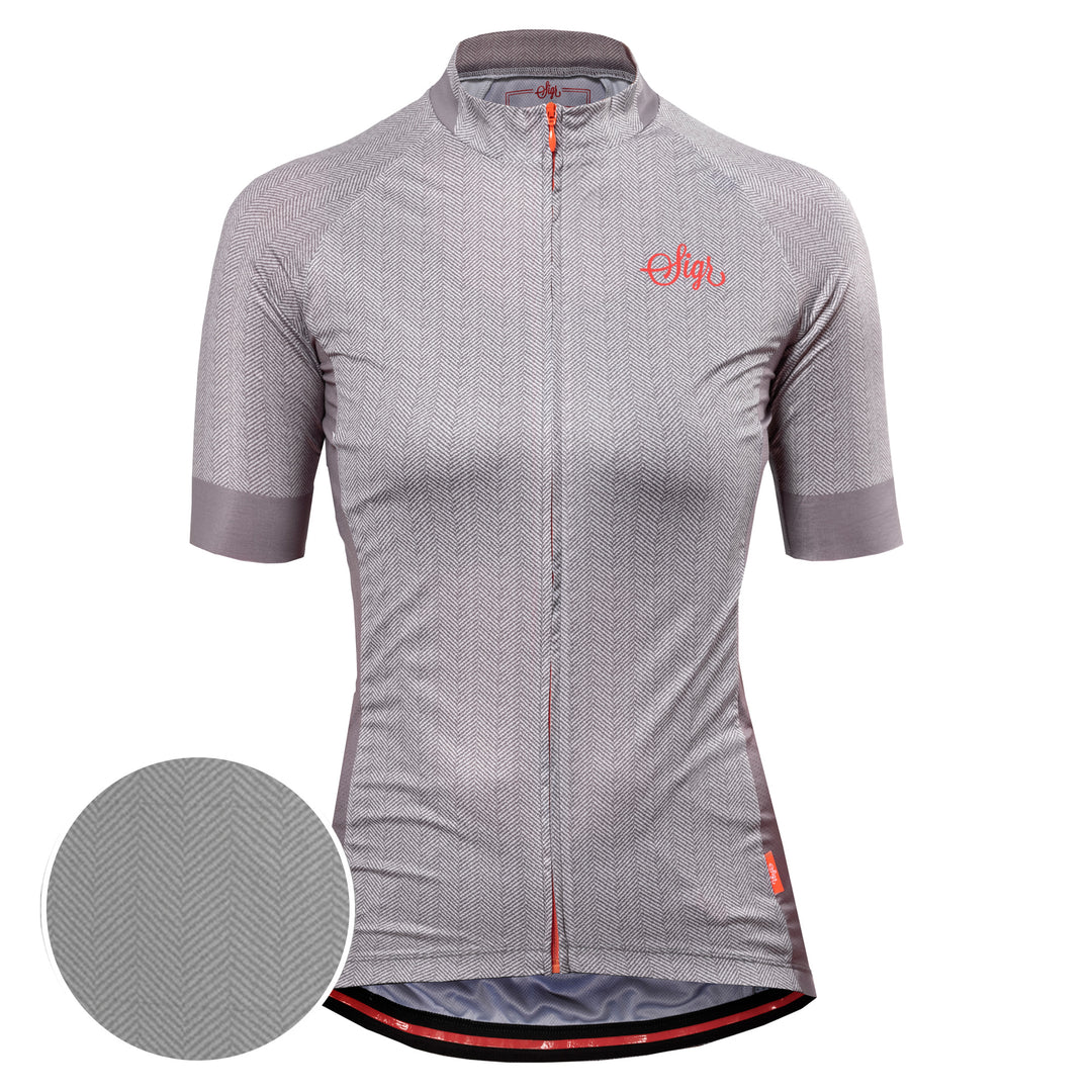 Sigr Tweed - Light Grey Cycling Jersey for Women