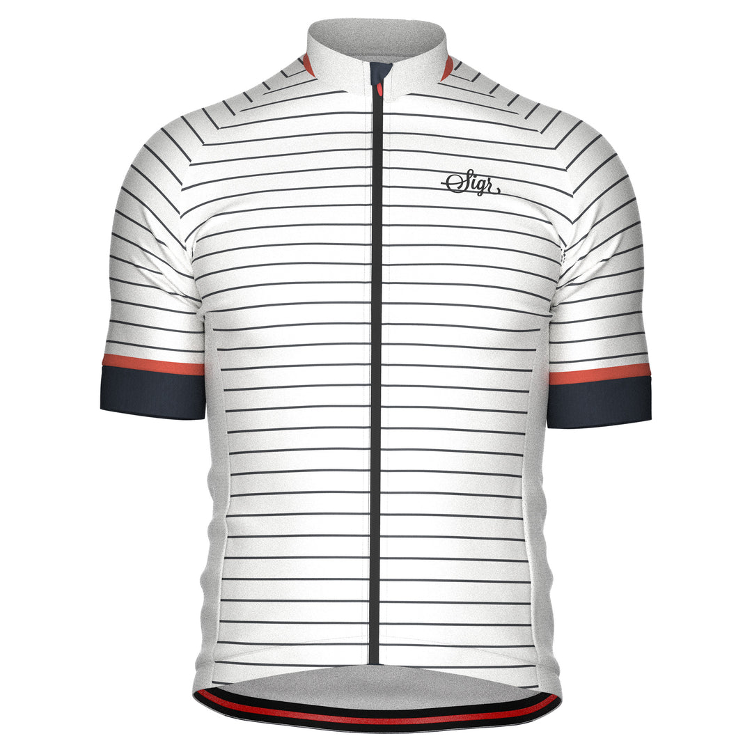 Sigr White Horizon with Back Slogan - Cycling Jersey for Men