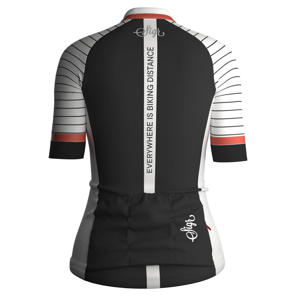 Sigr White Horizon with Back Slogan - Cycling Jersey for Women