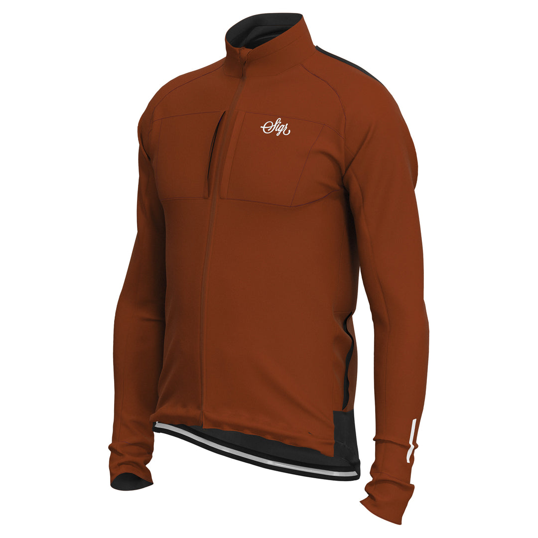 Sigr Gotlandsleden Tour - Brown Soft Shell Merino Cycling Jacket for Men